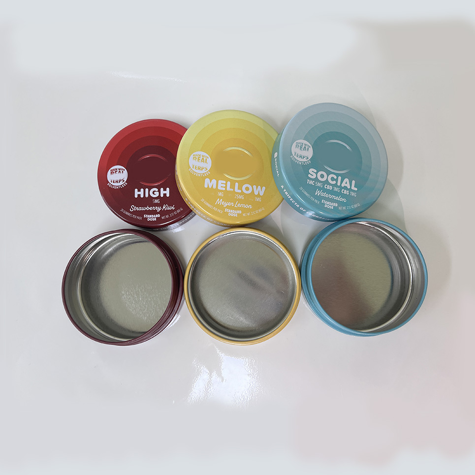 Custom Bite MELLOW Food Storage Jars Bottle 60G Easy Open Ring Pull Empty 20 GUMMIES PACK Tin Cans Smell Proof Packing Bottles