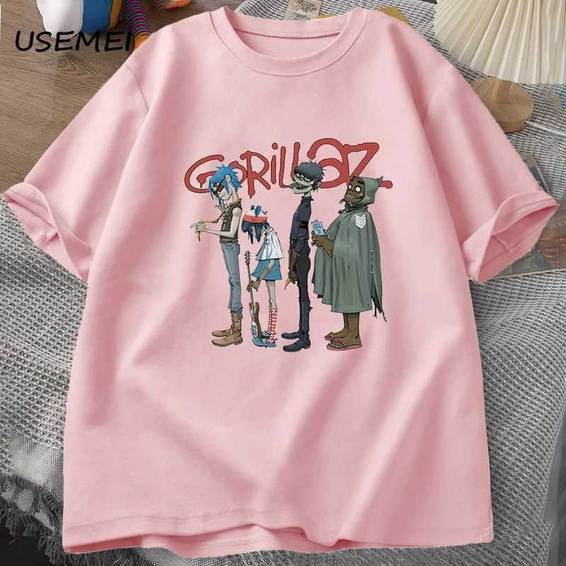 Men's T-Shirts Music Band Gorillaz PUNK ROCK T Shirt Men Women Summer 90s O-neck Cotton Short Sleeve T-shirts Clothes Vintage Y2K Clothing TeeL2402