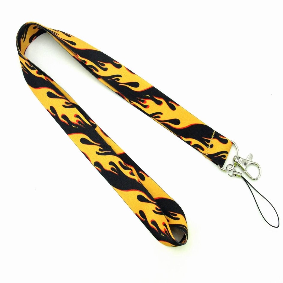 Classic Deisgn Flame Keyring Badge Lanyard for Keys ID Holders Fire Pattern Phone Neck Straps232g