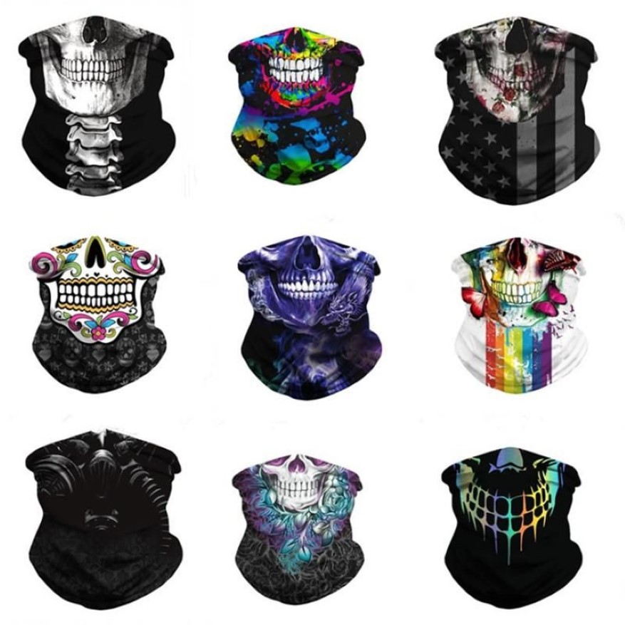 Scarves Arrivals Halloween Skull Face Cover Cooling Neck Gaiter Custom Tube Bandana Cycling Headwear Magic Breathable Scarf291F