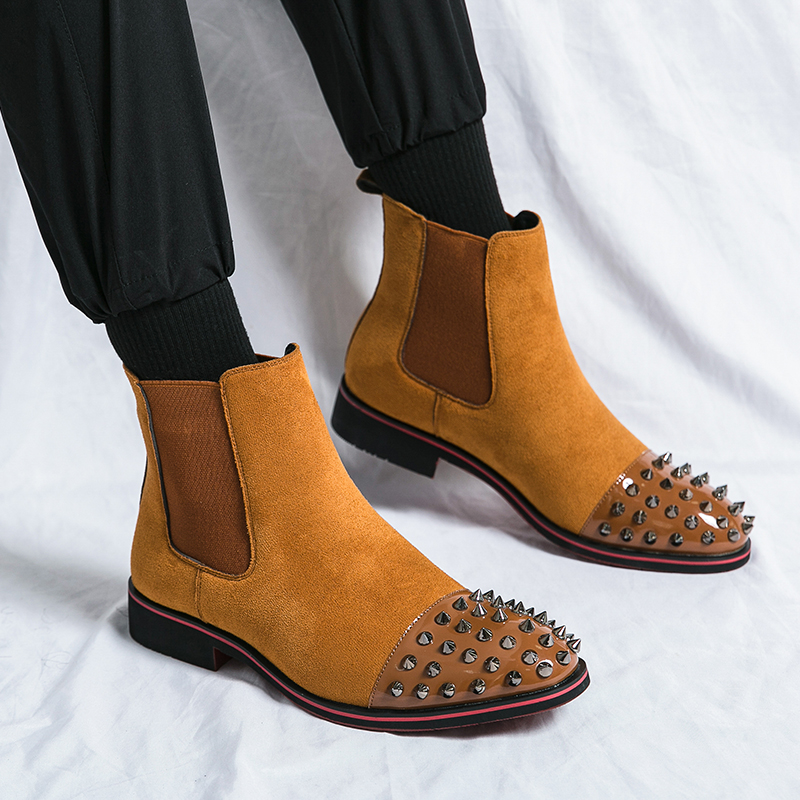 Wiosenne i jesieni mężczyźni wysokie botki zamszowy stado ręcznie robione mężczyźni krótkie buty Rozmiar: 38-46