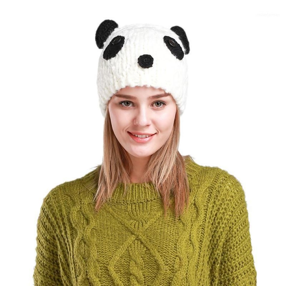 Beanie Kafatası Kapakları Sevimli Panda Beanies Kış Şapkaları Kadınlar İçin Beanie Hat Yenilik Bonnet Femme1205i