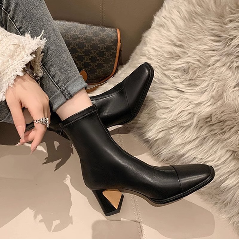 High heeled boots Autumn winter Coarse heel womens designer shoes Desert Boot zipper letter Lace up shoe Fashion lady Heels Large size 35-40 US4-us9 With box