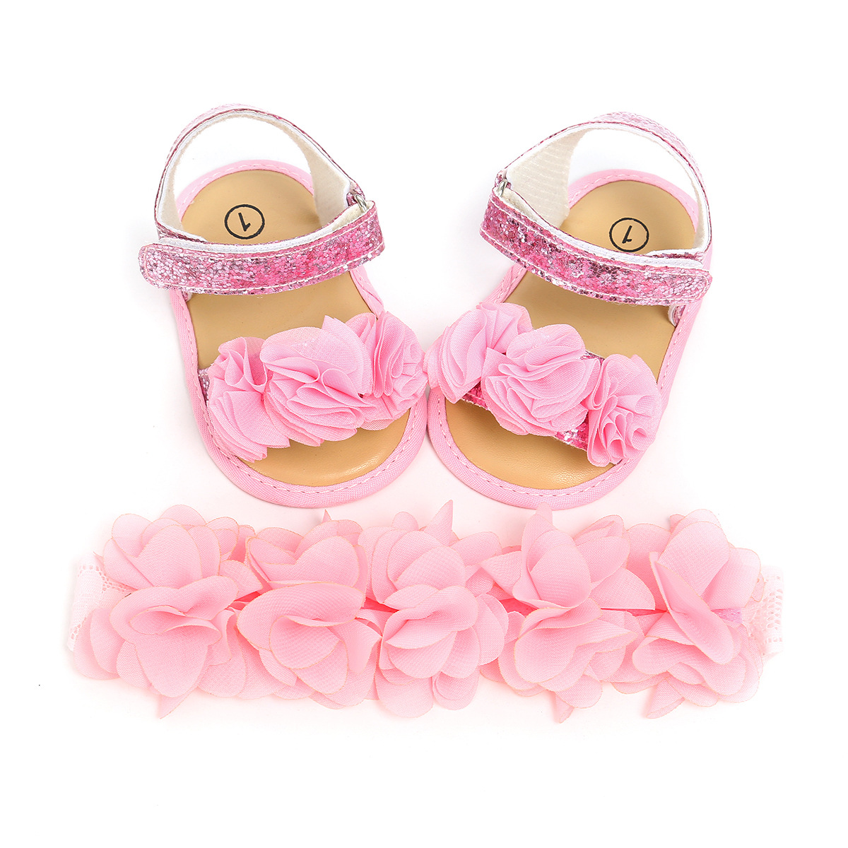 2 unidssandalias y diadema para bebé, zapatos de suela blanda con flores pequeñas para niño, zapatos de bebé, zapatos de princesa, sandalias pequeñas, sandalias de princesa