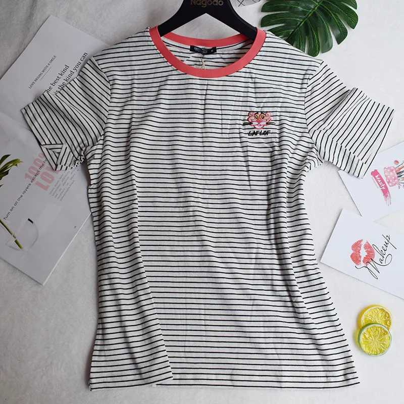 Men's T-Shirts Clearance Dicount Brand High Quality Summer Women Girls Casual y2k Striped tees O-neck Short Sleeve t shirt black whiteL2402