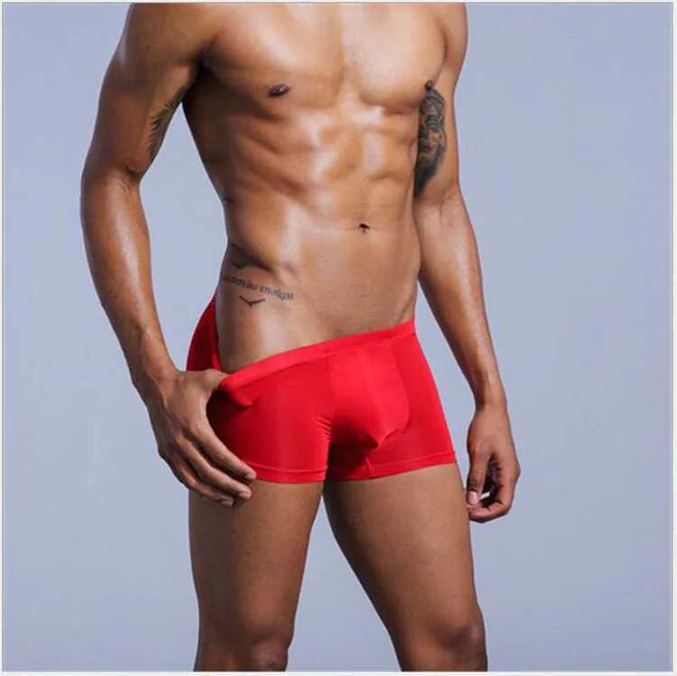 Underpants Very thin mens underwear nylon ice silk boxers double bagged high-interest high-stretch boxers