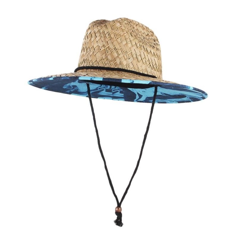 Chapeaux à large bord Gemvie Lifeguard Straw Safari Chapeau pour hommes Femmes Summer Sun avec menton Cord1312y