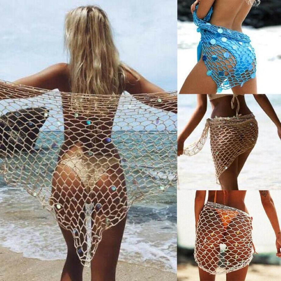 Femmes Summer Sexy Net Bikini Cover-Ups Lady Girls Robe de plage Maillots de bain Dentelle Crochet Swim Cover Up Maillot de bain Wrap Sarongs283q