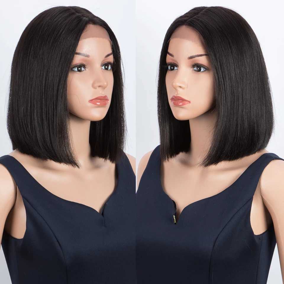 Hair Wigs 1B Short Straight Bob Human Hair Wigs Brazil Bob Wig Lace Front Human Hair Wigs Pre Plucked T Part Lace Wigs Remy Hair 240306