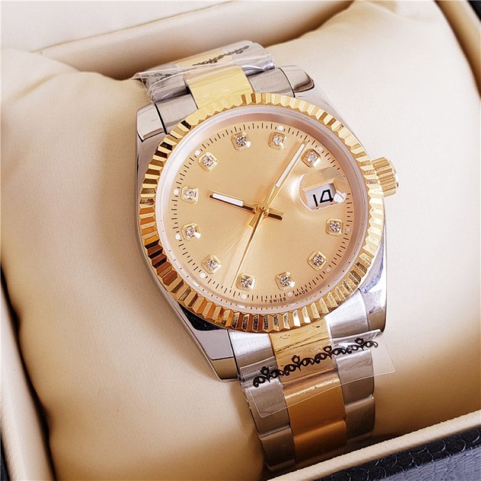 2021 Поступление 36 мм 41 мм Часы для влюбленных с бриллиантами Мужские и женские автоматические наручные часы с золотым циферблатом Дизайнерские женские часы Watch244b