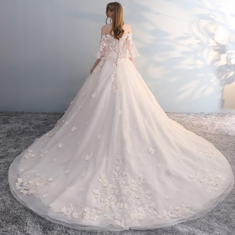 Abiti da sposa eleganti in pizzo a linea A Abiti da sposa con applicazioni monospalla Taglie forti Sweep Train Boho vestido de novia