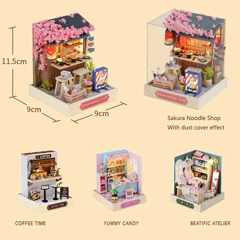 Arkitektur/DIY House Mini Miniature Dollhouse Diy Small House Kit Making Room Toys Home Bedroom Decorations With Furniture Wood Craft Doll House