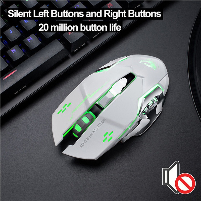 Free Wolf X8 Silent Wireless Mouse 2.4GHz USB 24000DPI Ratos ópticos para escritório doméstico usando PC Laptop Gamer com caixa de varejo DHL