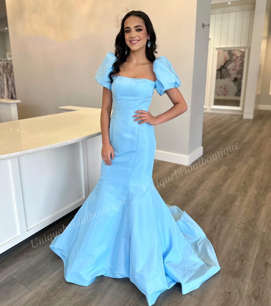 Robe de bal longue ajustée 2k24 avec manches ballon, sirène, concours de beauté, soirée formelle d'hiver, piste de gala, cravate noire, robe Oscar Hoco, taffetas Aqua corail rose lilas