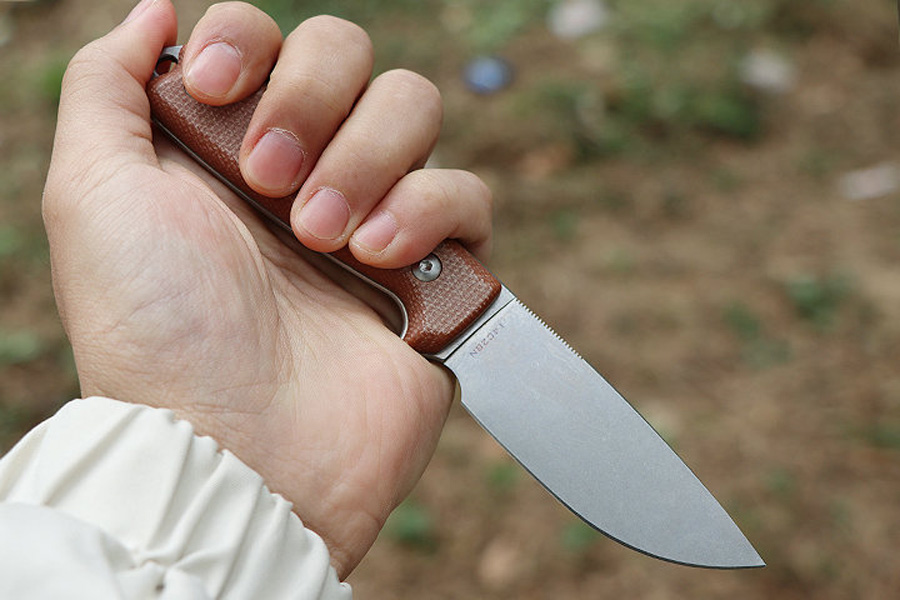 Nouveau A2299 Couteau droit 14C28N Stone Wash Drop Point Blade CNC Full Tang Micarta Poignée Camping en plein air Randonnée Chasse Couteaux à lame fixe avec Kydex