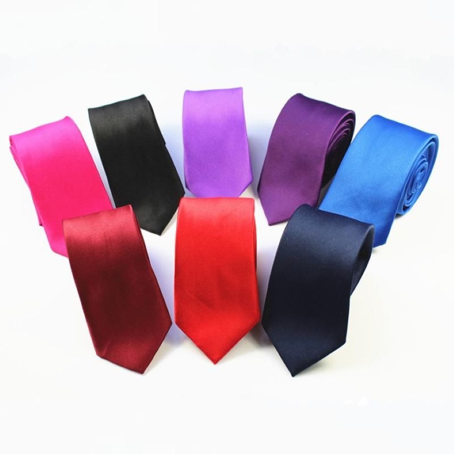 GUSLESON 2020 haute qualité hommes cravate solide plaine 100% soie mince maigre étroit gravata cravate cravates pour hommes formel mariage Party278K