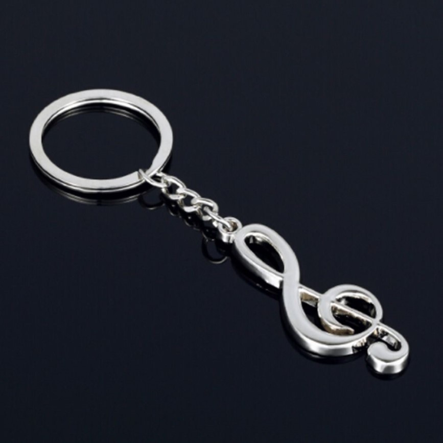 New key chain key ring silver plated musical note keychain for car metal music symbol chains265k