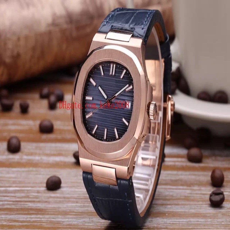 Luxury High Quality Watch 40 5mm Nautilus 5711 1R-001 Leather 18k Rose Gold Asia Mechanical Transparent Automatic Mens Wat268H