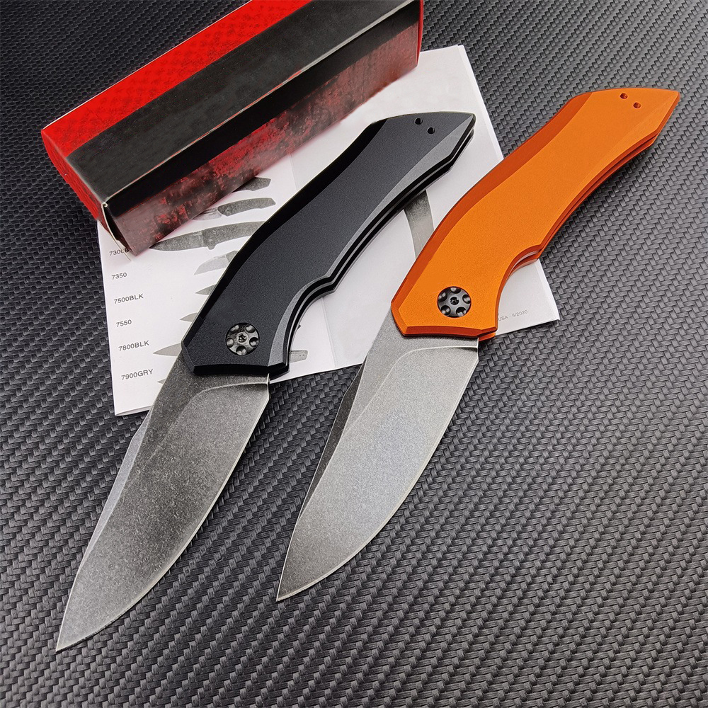 New KS 7100 Launch 1 Automatic Assisted Folding Knife Stonewashed Knife Aluminum Handle Everyday Carry Outdoor Tactical Self Defense Hunting Camping Knives 9000