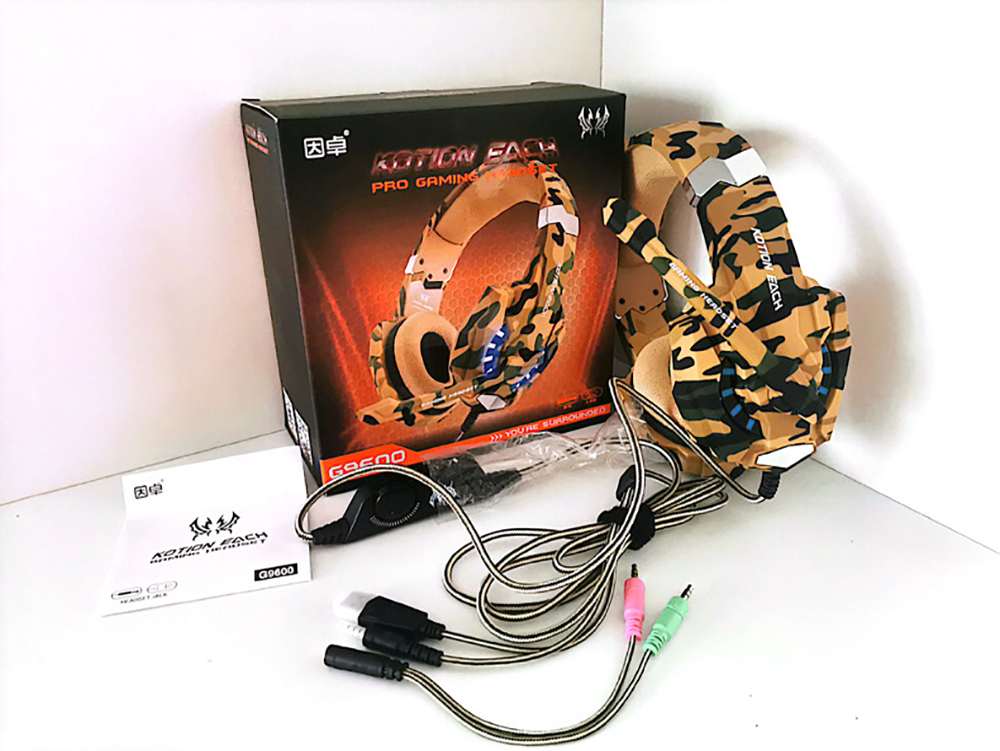 Original KOTION EACH G9000 G9600 USB Virtuel 7.1 Casque de jeu Casque filaire Casque de vibration des basses profondes Casque avec microphone pour joueur