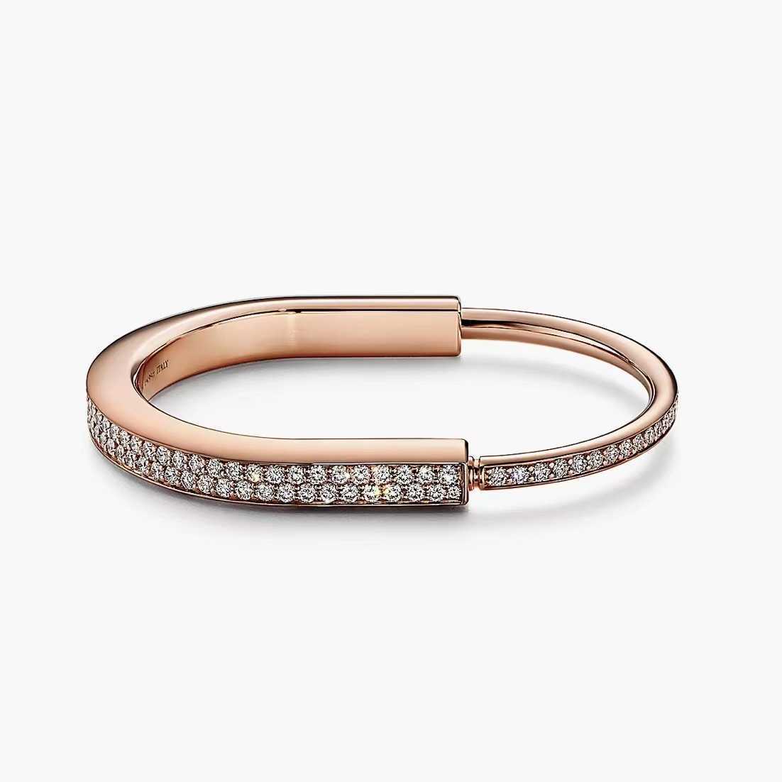 Tiffay – Bracelet de styliste en argent Sterling 925, tout le corps, avec visage lisse et plein de diamants, Style à la mode, tête de verrouillage, tendance