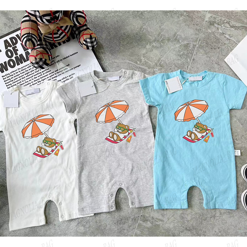 Baby rompertjes Casual pak Beer Letter Kleurrijke korte mouw jumpsuit Zomer 100% katoenen baby merk bodysuit Pasgeboren zachte onesie 59-90cm