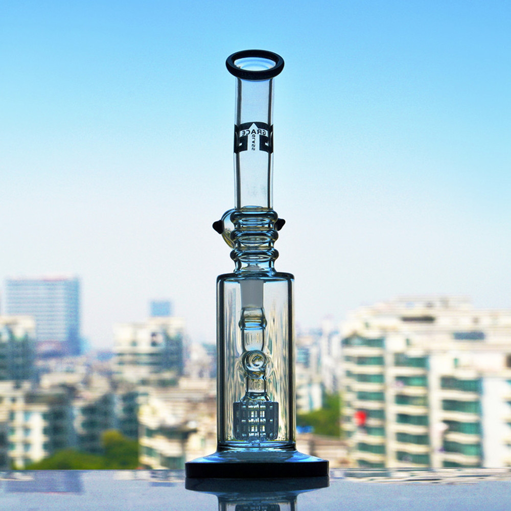 9,8 pouces matrice Merc verre eau bongs tuyau de fumée narguilés Shisha Recycler Dab Rigs fumer avec joint de 14mm