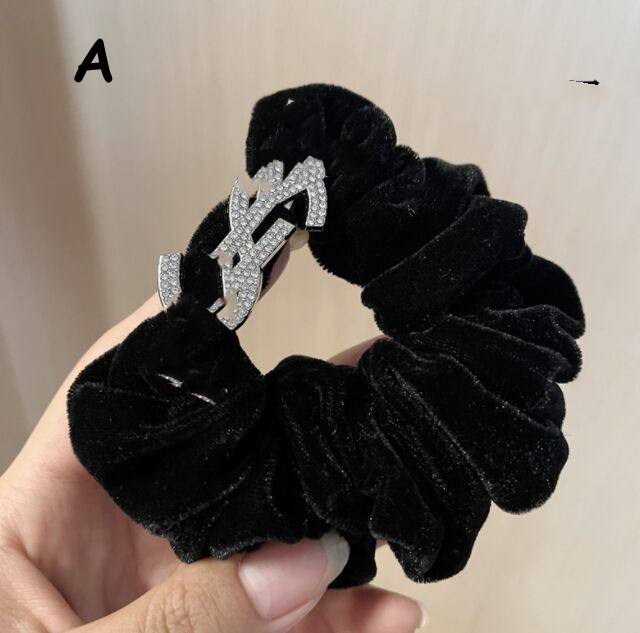 rhinestone letter large hairbands velvet hair accessories with ponytail ball head thick rubber band hair bands