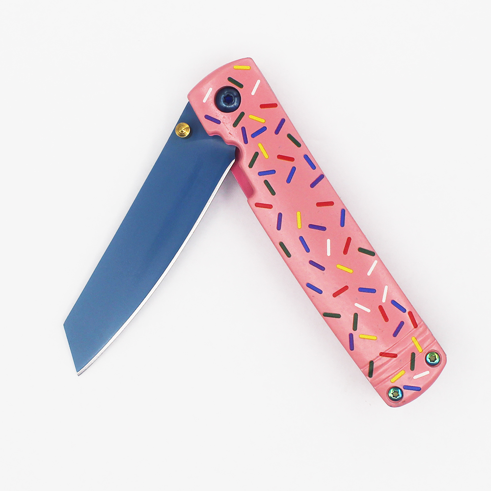 Новый складной нож M3053 Flipper 440C с синим титановым покрытием, лезвие Tanto, ручка из нержавеющей стали, шарикоподшипниковая шайба, уличные карманные ножи EDC