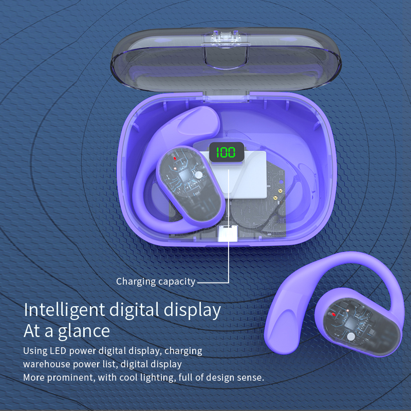 Transparente kabellose OWS-80 TWS-Kopfhörer, Gaming-Headset, niedrige Latenz, HD-Anruf-Kopfhörer, starke Bässe, Geräuschunterdrückung