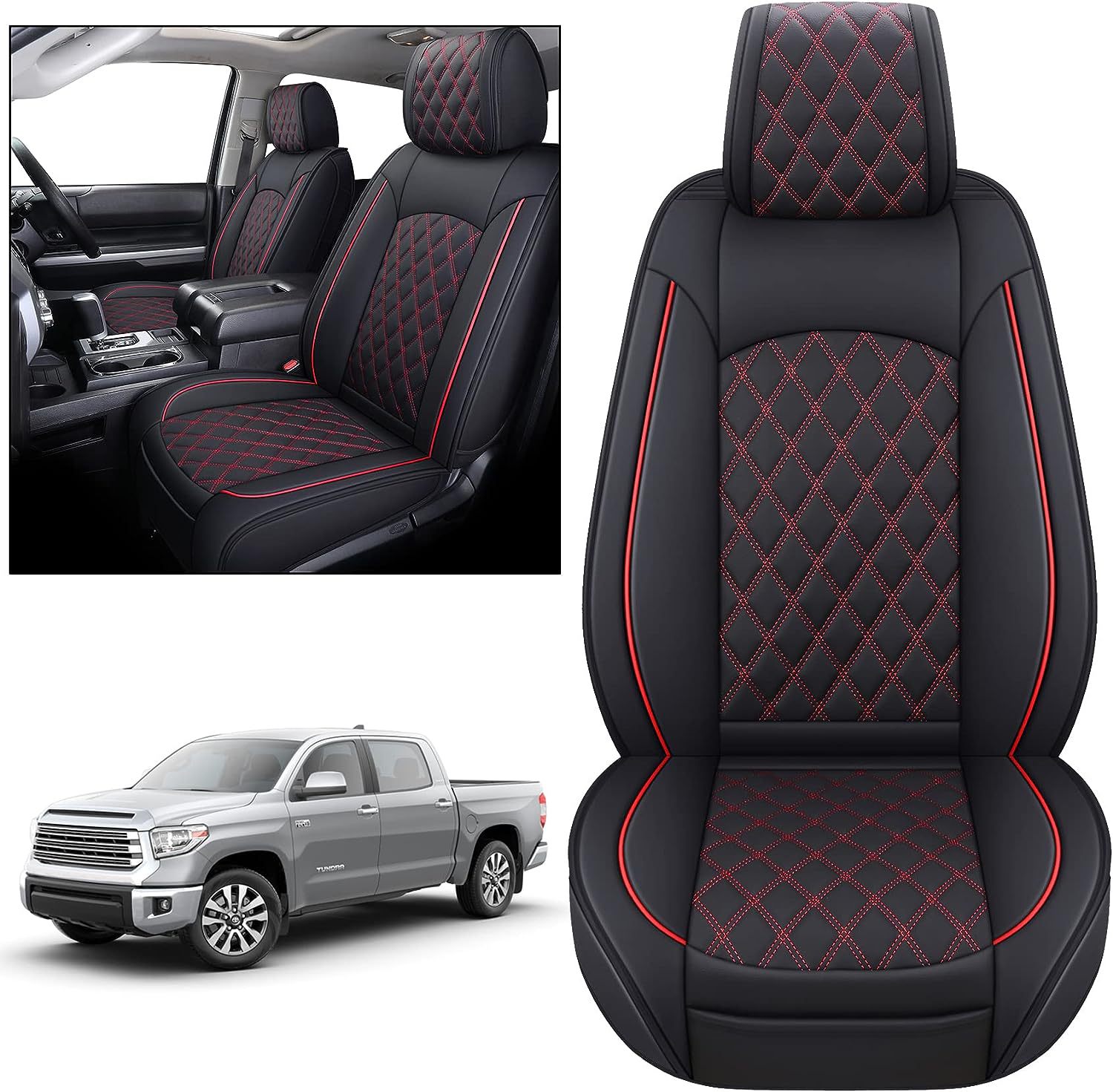 Sitzabdeckungen Full Set Langable wasserdichtes Leder für Pickup -Lkw für Toyota Tundra 2008 bis 2024