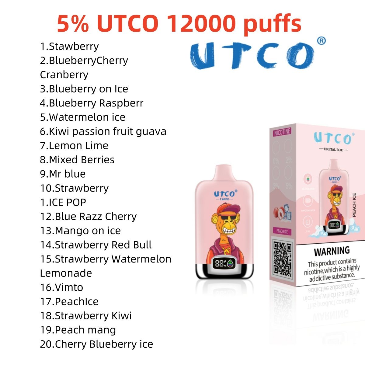 오리지널 UTCO 토네이도 퍼프 9K 12K 7000 일회용 E 담배 9000 퍼프 미리 채워진 카트리지 메쉬 코일 RGB 라이트 vape 펜 키트 대 Randm 7K Randmvapes 12000