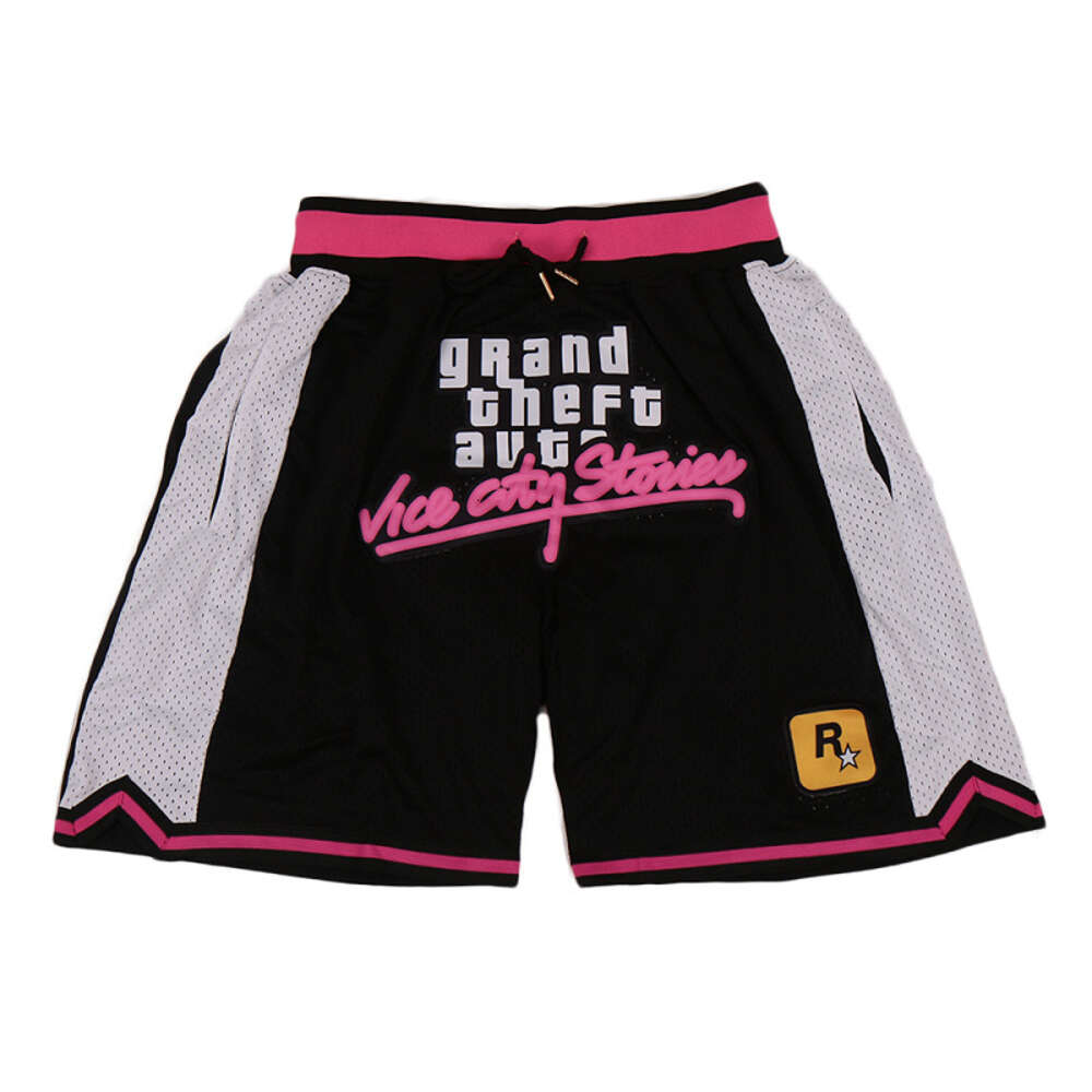 Basketball GTA VICE CITY Sewing Embroidery Outdoor Sport Beach Pants Shorts High-quality Mesh Ventilation 2023 New White