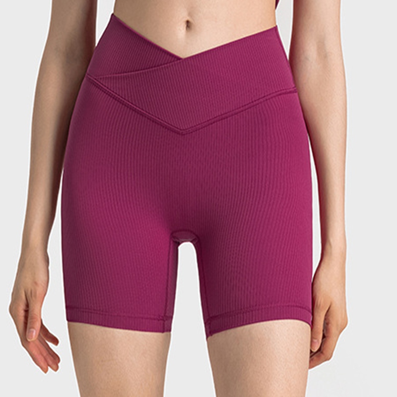 Lu-88 shorts de ioga feminina com cintura cruzada e sem linhas estranhas para exercícios de alta elasticidade de alta evasão