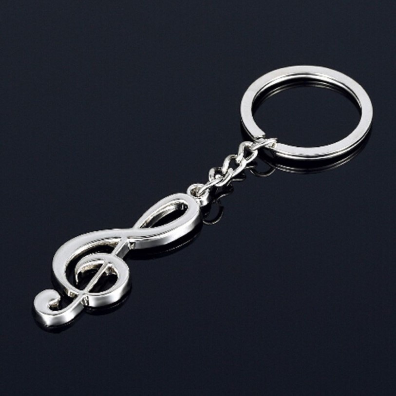 New key chain key ring silver plated musical note keychain for car metal music symbol chains265k