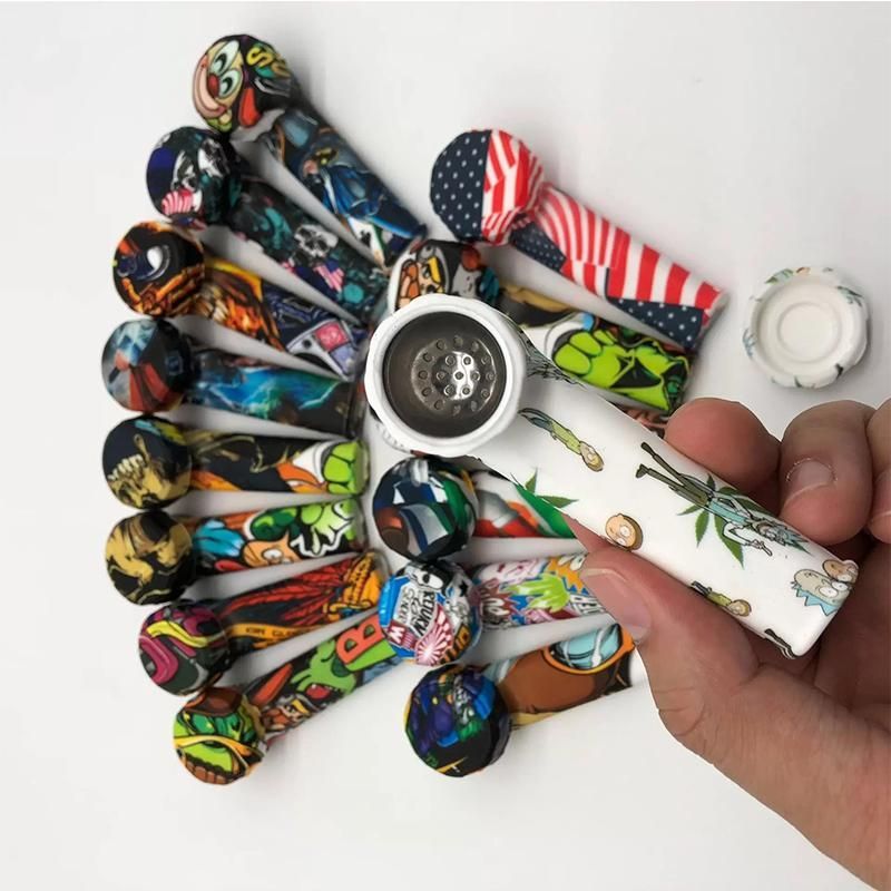 3.5 inch Silicone Spoon Hand Pipe Silicon Mini Water Pipe Dabble For Dry Herb Customized Printings Smoking Accessories