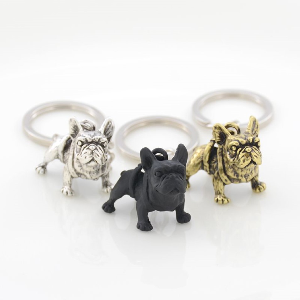 Schlüsselanhänger aus Metall, schwarz, französische Bulldogge, niedlicher Hund, Tier-Schlüsselanhänger, Damen-Taschenanhänger, Haustier-Schmuck, Geschenk, ganze Menge Lots322i