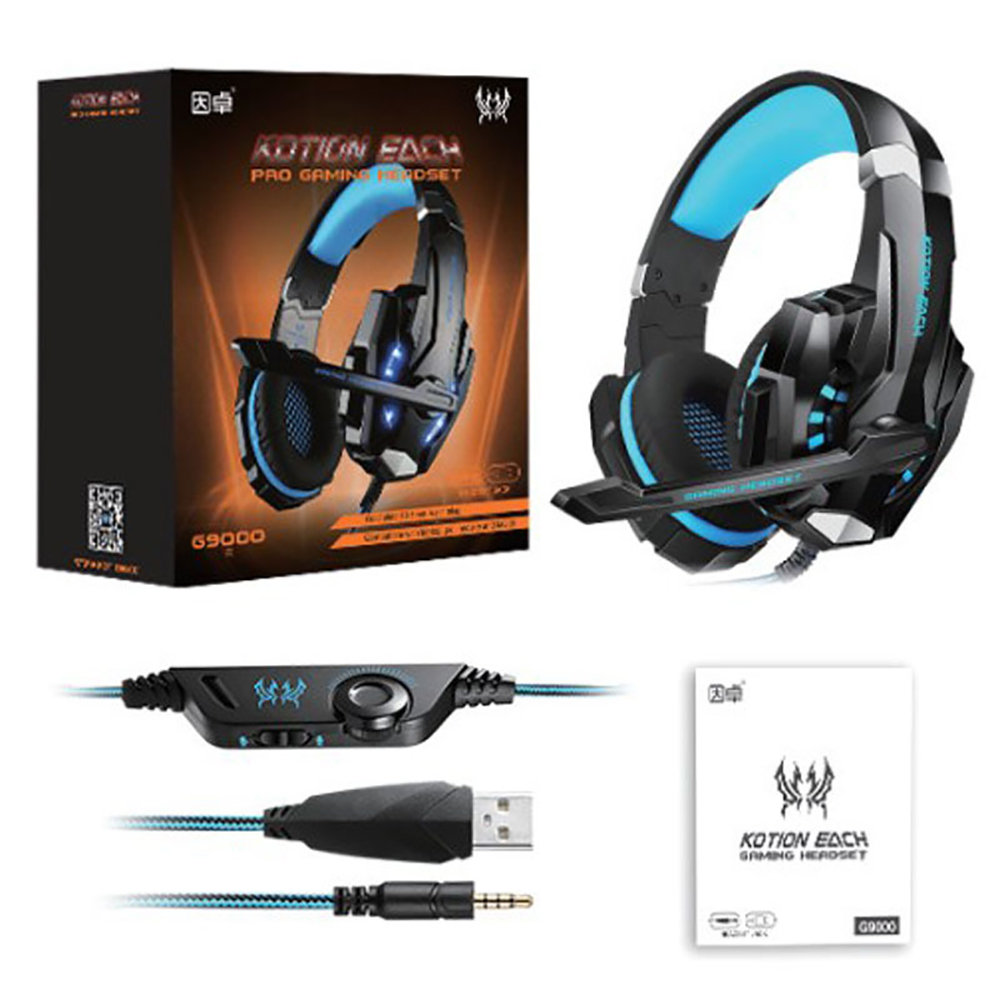 Original Kotion varje G9000 G9600 USB Virtual 7.1 Gaming Headset Wired hörlurar Deep Bass Vibration Casque hörlurar med mikrofon för spelare