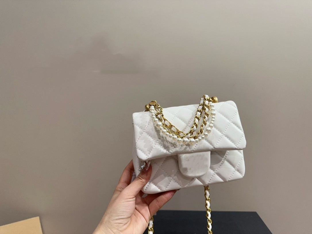 Luxury designer Shoulder Bags Pearl Chain Fang Fatty handbags Fashion Shopping Satchels totes leather crossbody messenger bag flap purses black wallet briefcase