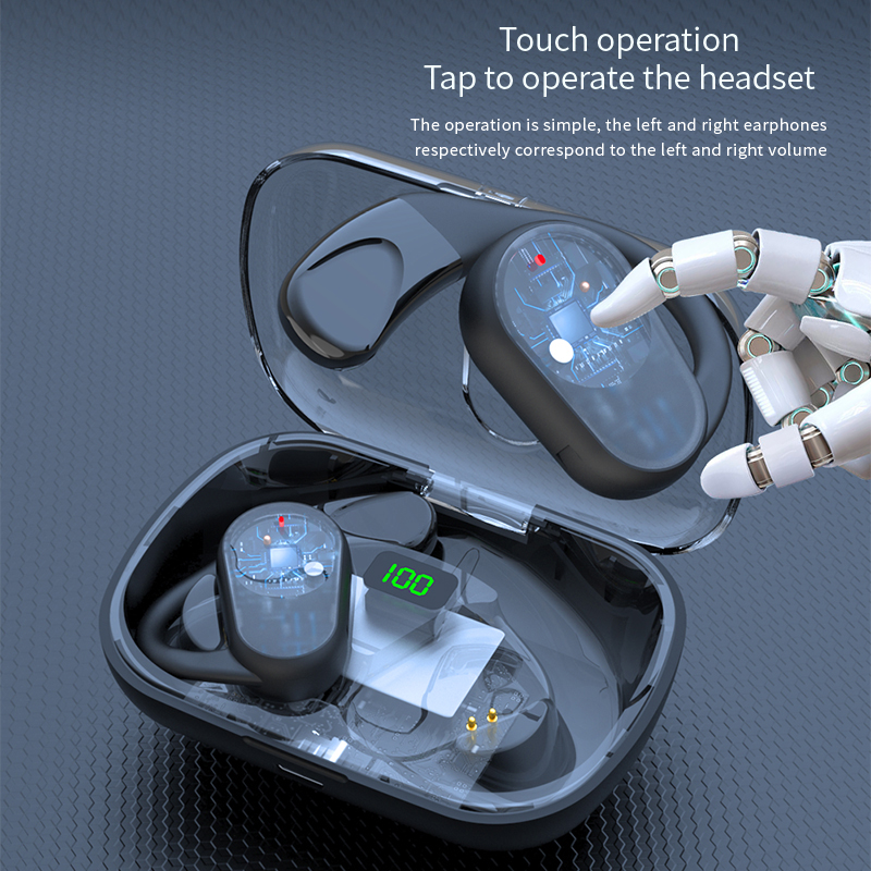 Transparente kabellose OWS-80 TWS-Kopfhörer, Gaming-Headset, niedrige Latenz, HD-Anruf-Kopfhörer, starke Bässe, Geräuschunterdrückung