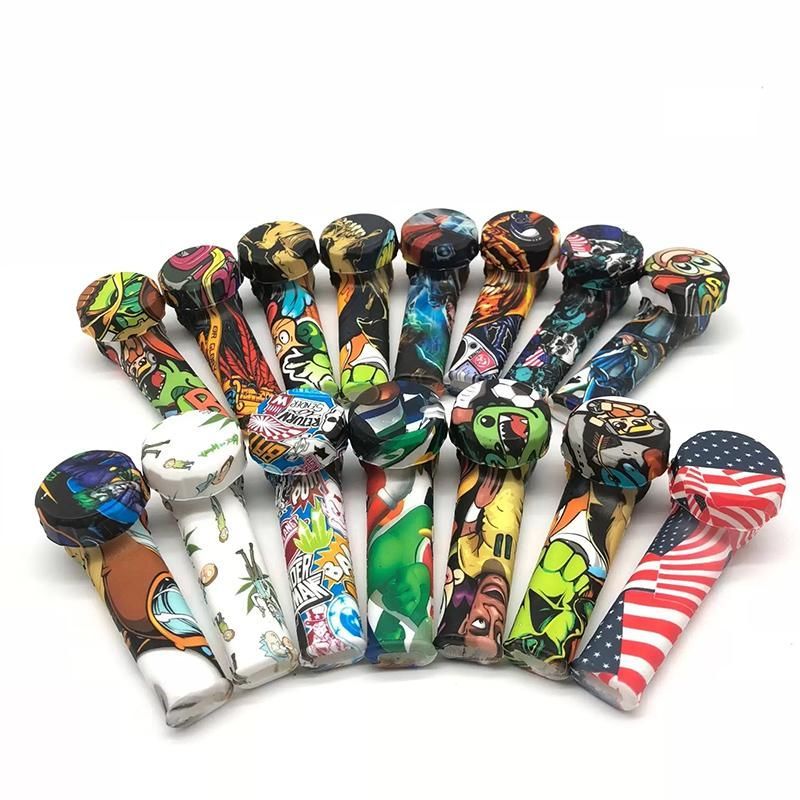 3.5 inch Silicone Spoon Hand Pipe Silicon Mini Water Pipe Dabble For Dry Herb Customized Printings Smoking Accessories