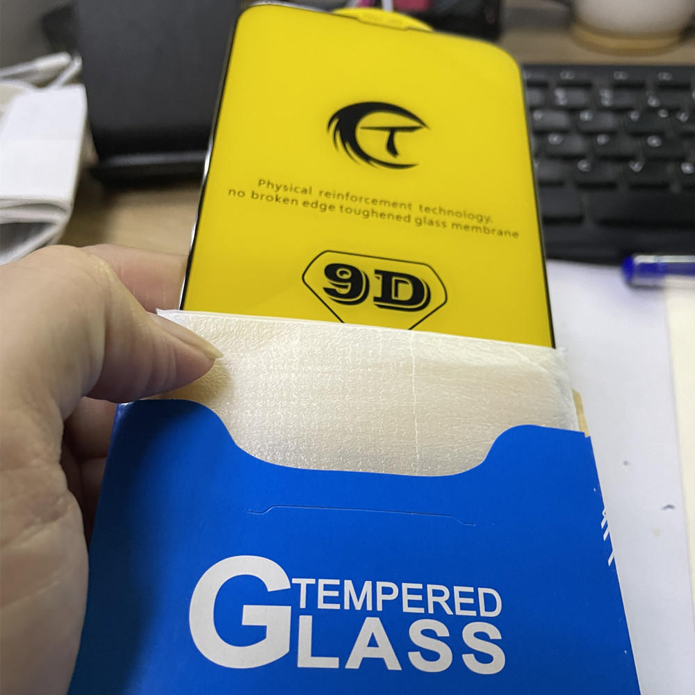 9d Full Cover Lime Tempered Glass Phone Screen Protector för iPhone 15 14 13 12 11 Pro Max XR X XS Max 8 7 6S 6 Plus Skydd Partihandel