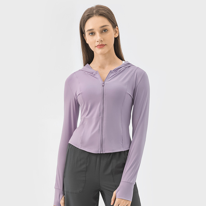 Luwomen-1995 Womens Yoga Giacca protezione solare a maniche lunghe UPF+50 Giacche da palestra con cappuccio con cappuccio con cappuccio abbigliamento sportivo lady