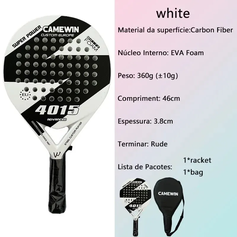 2024 New Camewin Paddle Racket Adult Prefessional Carbon Fiber Soft EVA Face Tennis Paddle Racquet Racket with Padle Bag Cover