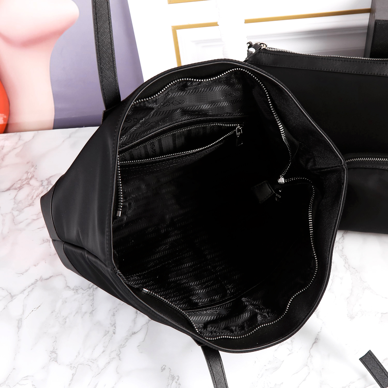 10A Sac fourre-tout en nylon de qualité miroir Sac à main de luxe de designer 3 pièces 21Tote Sacs à provisions Mode féminine Sac à bandoulière simple Noir grande capacité Sac à main à bandoulière