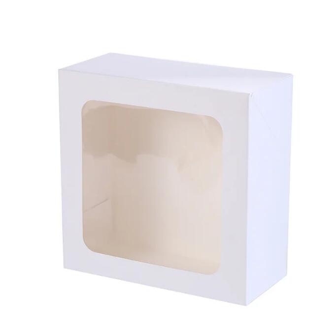 Boîte-cadeau à fenêtre transparente, boîte d'emballage de pâtisserie cuite, petit emballage cadeau de vacances, boîte en carton blanc