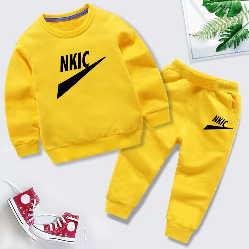 Children's Spring and Autumn Casual Brand LOGO Sportswear for Boys and Girls 1-13 Years Old Printed 2-piece Hoodie Pants Set Girl Clothes