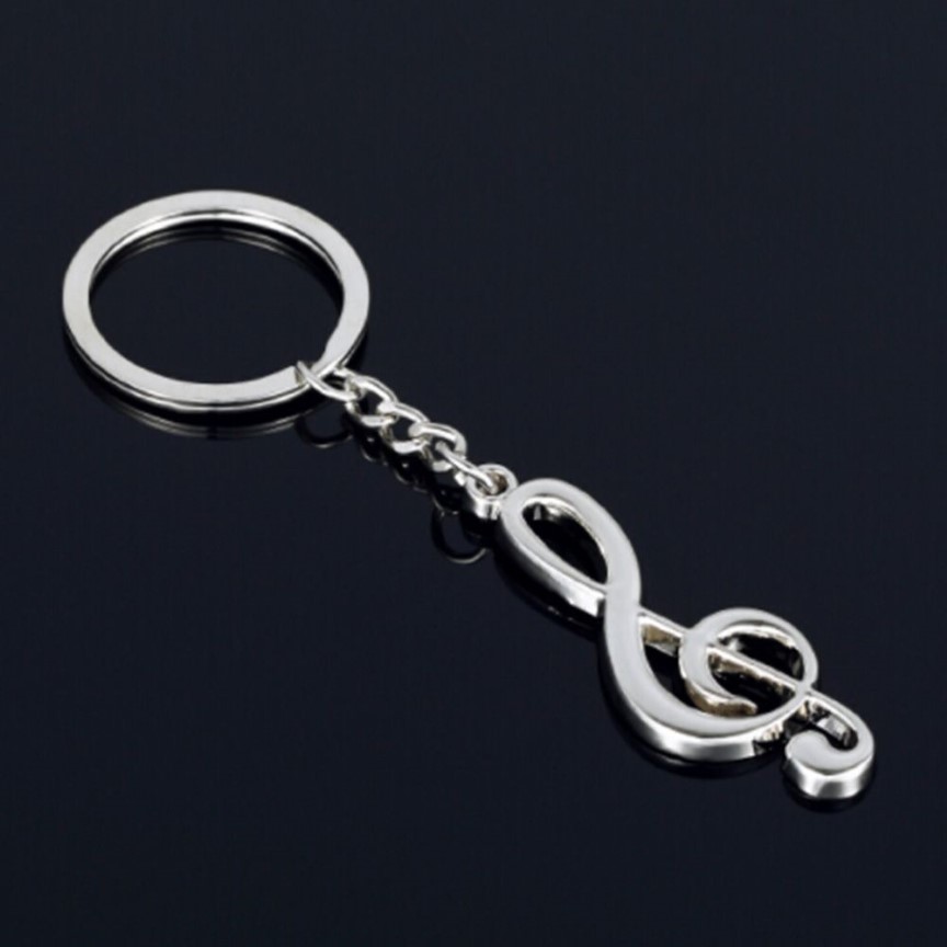 New key chain key ring silver plated musical note keychain for car metal music symbol chains212L