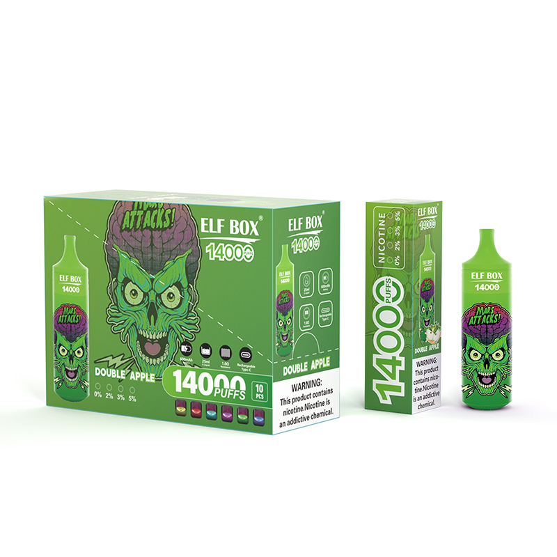 Tek Kullanımlık Kalem Otantik Elf Kutusu RGB 14000 Puflar E Sigara 25ml Pod Sepetleri 0% 2% 3% 5% 5 Pen Cihaz Sistemi 10 Renk Buharlaştırıcılar