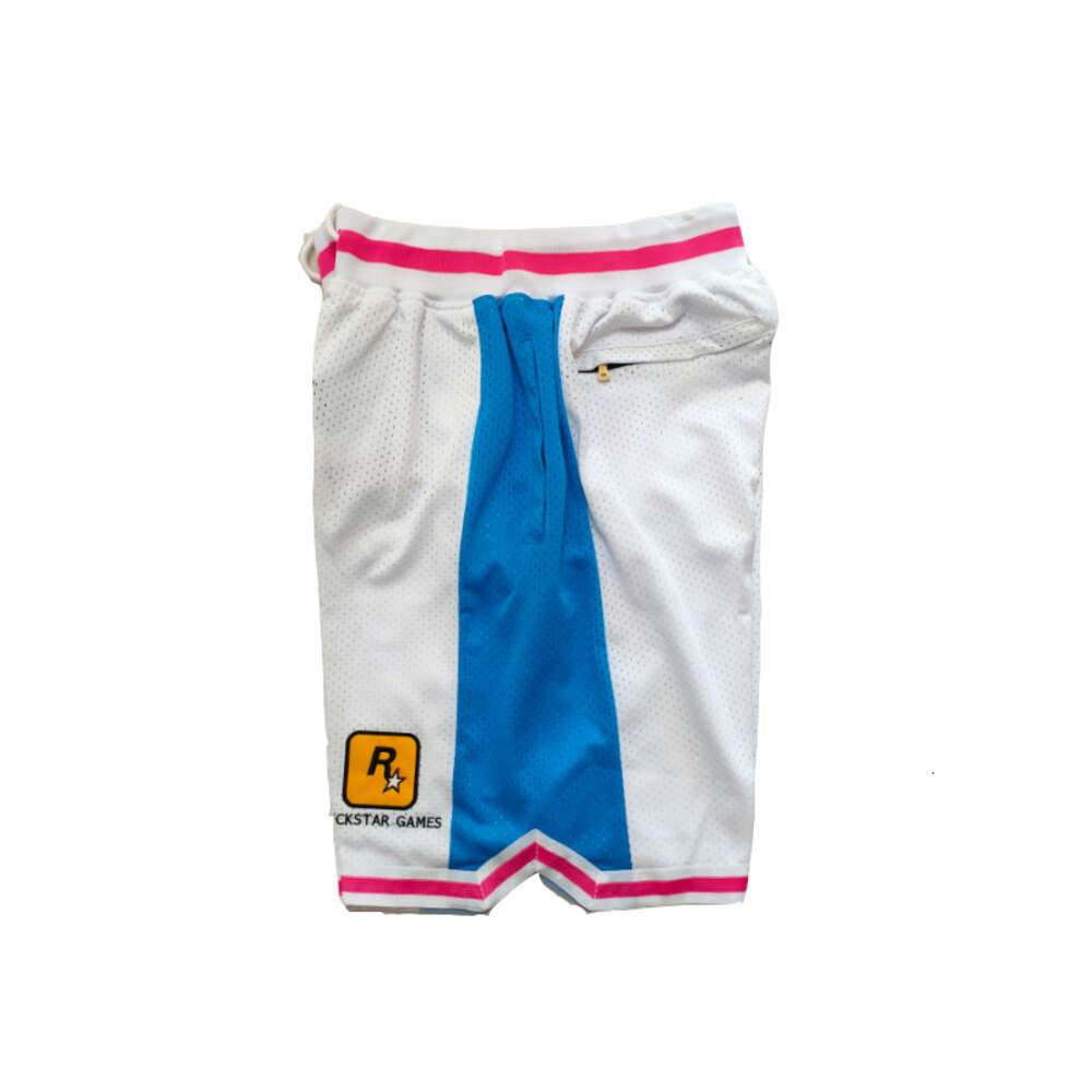 Basketball GTA VICE CITY Sewing Embroidery Outdoor Sport Beach Pants Shorts High-quality Mesh Ventilation 2023 New White